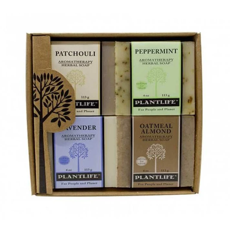 Aromatherapy Herbal Soap Top 4 Pack Soap Combo-Earth Gift Set (Patchouli, Peppermint, Lavender, and Oatmeal Almond)