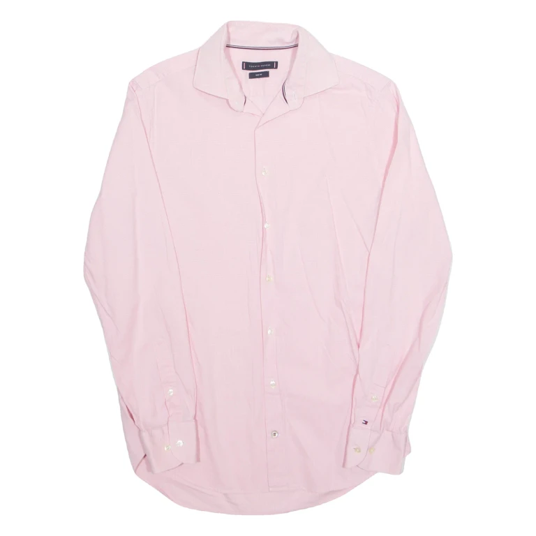 TOMMY HILFIGER Slim Fit Mens Shirt Pink Check Long Sleeve M