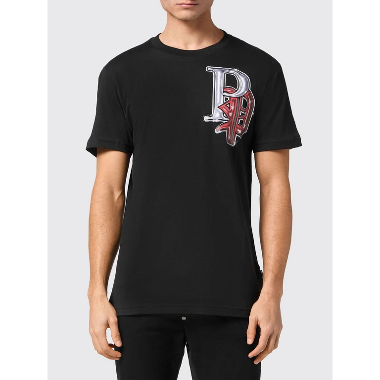 Cotton T-shirt with Graphic Print and Contrast Back Logo (PADCMTK6777PJY002N02)