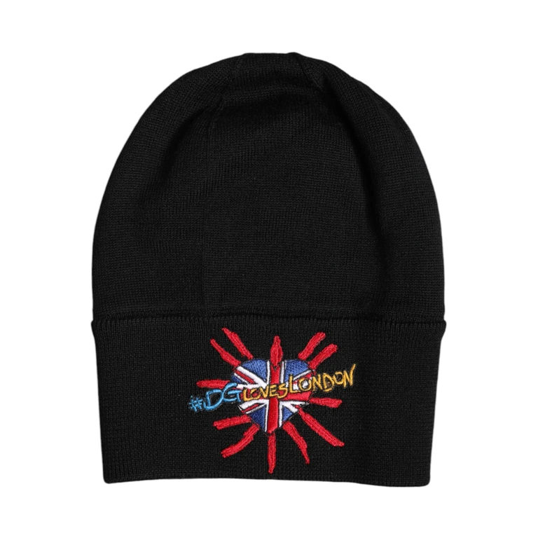 Dolce & Gabbana Black #dgloveslondon Knitted Beanie Hat Virgin Wool - Men
