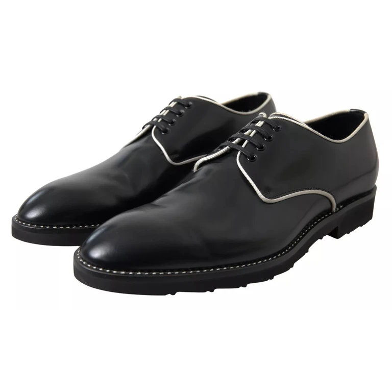 Dolce & Gabbana Black White Leather Formal Dress Shoes - Men