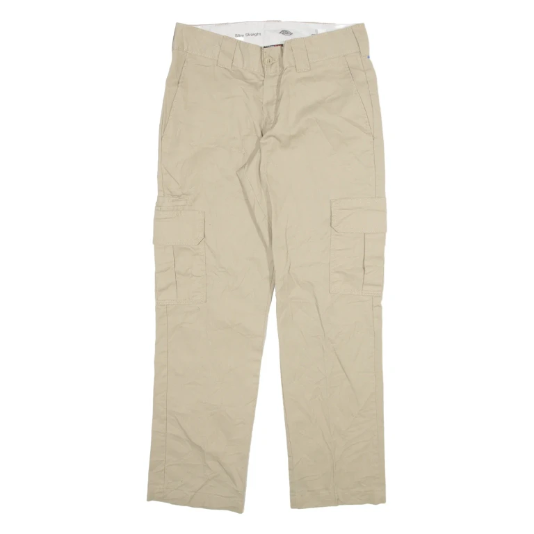 DICKIES Cargo Mens Trousers Beige Slim Straight W30 L30