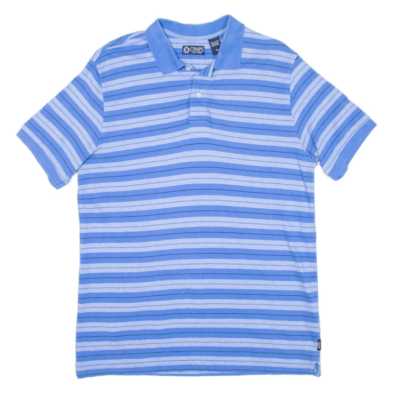 CHAPS Mens Polo Shirt Blue Striped M