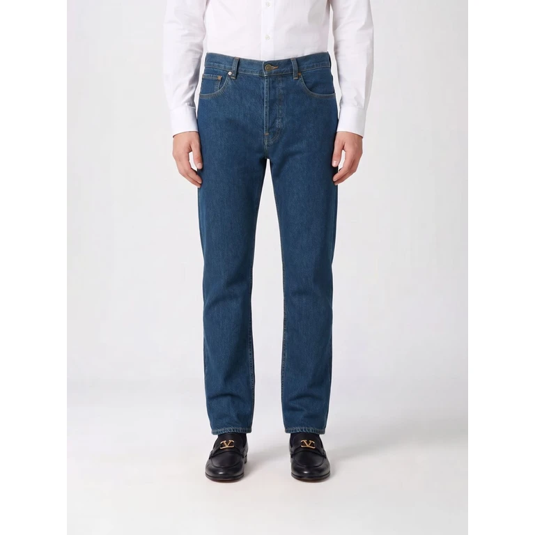 VALENTINO GARAVANI Mid-Rise Straight Jeans in Cotton Denim (DE15EBKN558)