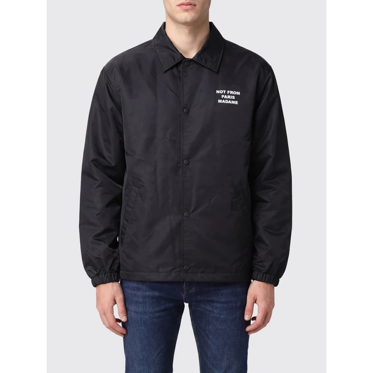 Drôle de Monsieur Nylon Shirt Jacket with Contrasting Slogan Logo (JT183PA014BL)