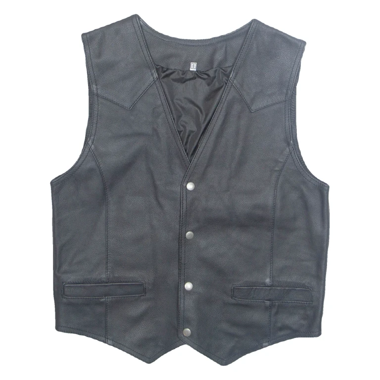 Mens Waistcoat Black Faux Leather S