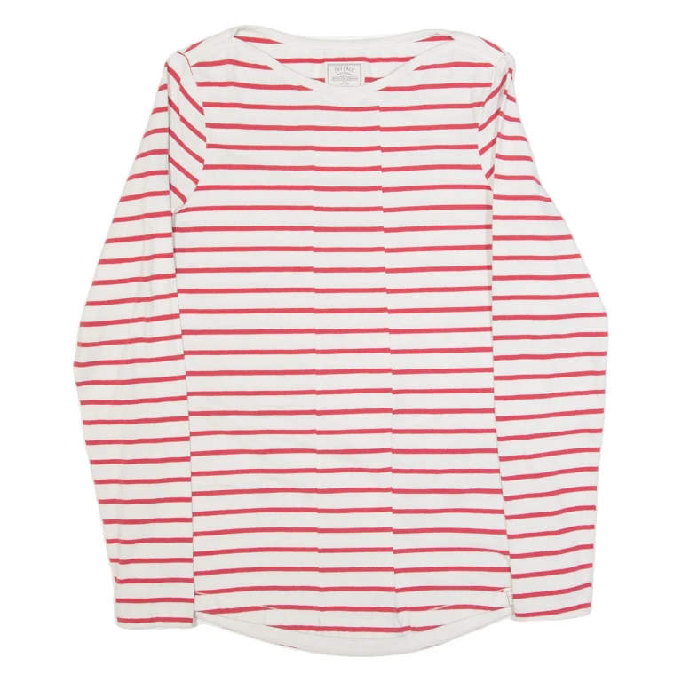 FAT FACE Striped Womens T-Shirt Red Long Sleeve UK 8