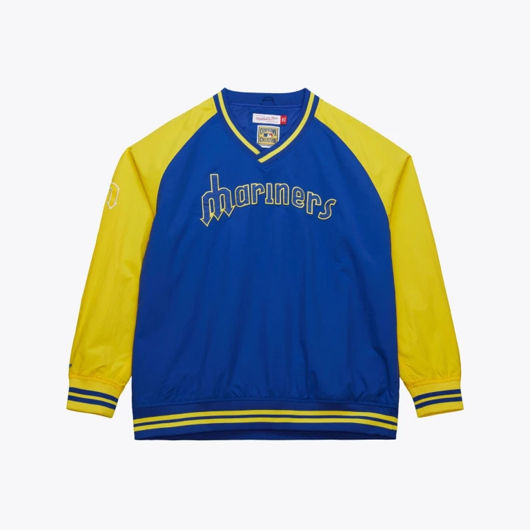 Men's MLB Nylon Pullover Jacket Vintage Logo Mariners Pullovers