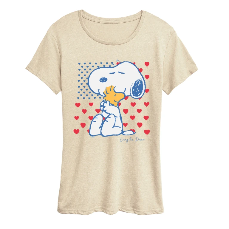 Snoopy Americana Heart Flag - Women's Short Sleeve Graphic T-Shirt