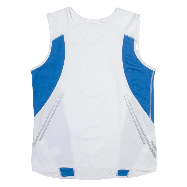 Mens Jersey White Sleeveless V-Neck L