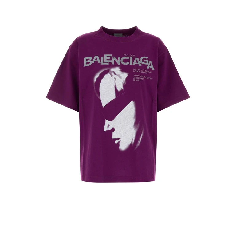 Balenciaga Purple Cotton Oversize T-Shirt Violet Exterior - Women