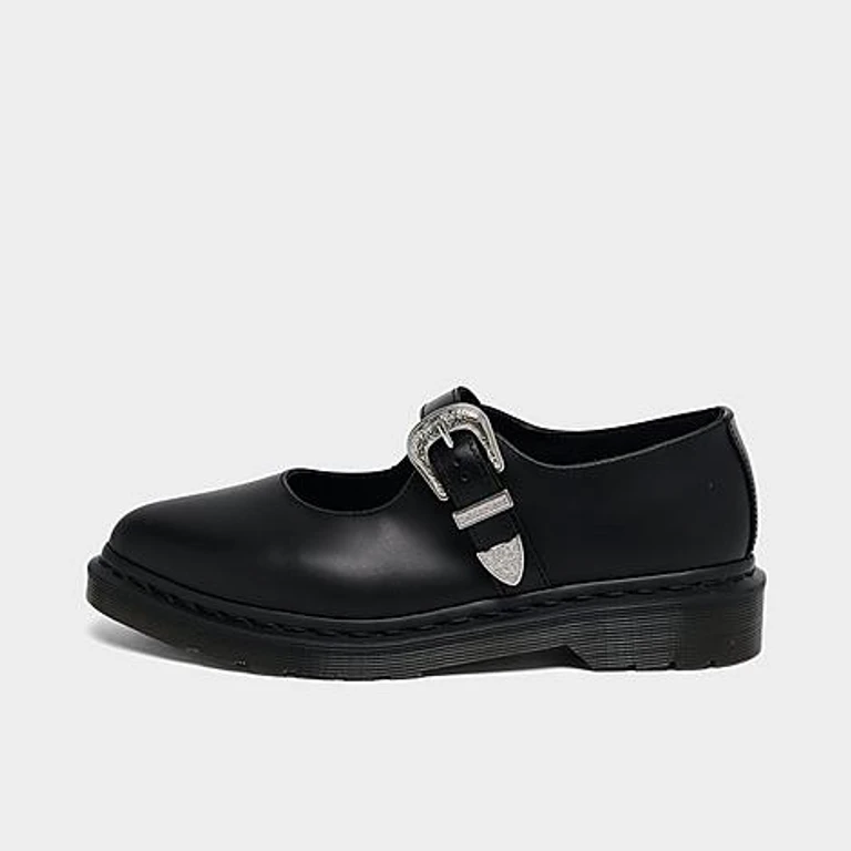 Dr. Martens Women's Elphie Buckle Atlas Mary Jane Leather Casual Shoes in Black Atlas Size: 5.0