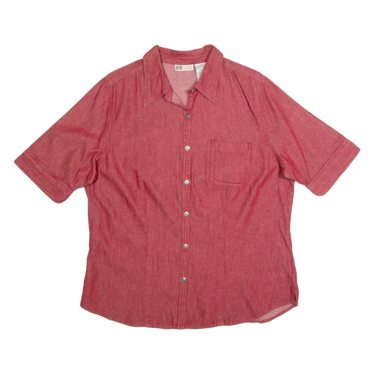 FADED GLORY Womens Shirt Red Collared 90s L