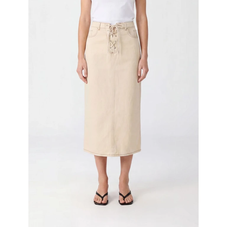 Organic Cotton Midi Pencil Skirt with Tie Fastening (24806C3076)