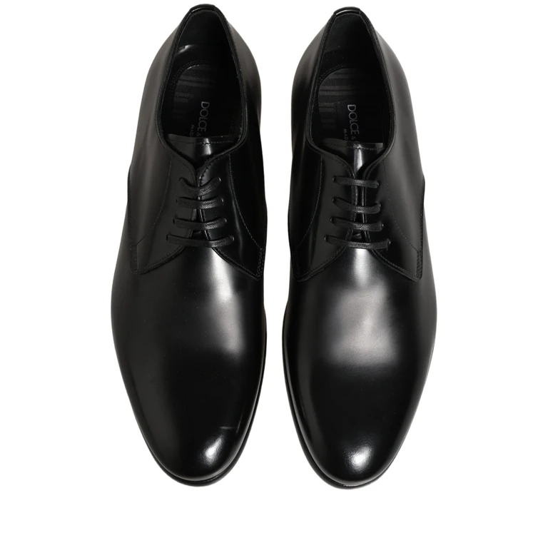 Black Leather Lace Up Derby Dress Shoes Calf - Women