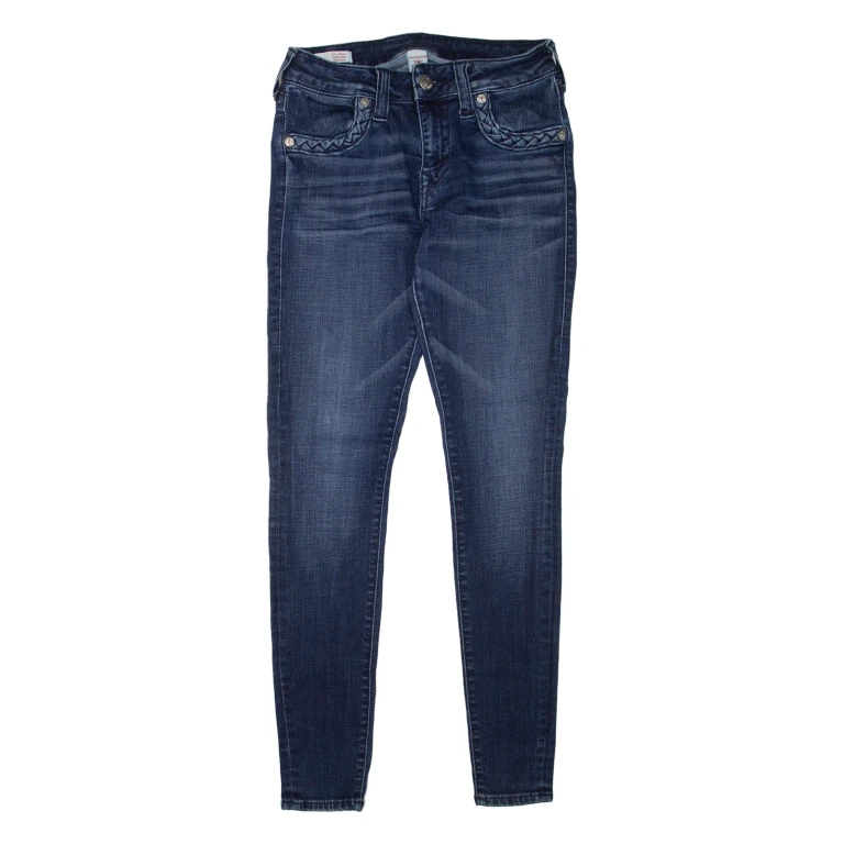 TRUE RELIGION Jennie Womens Jeans Blue Slim Skinny Stone Wash W28 L30