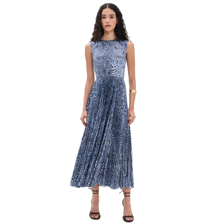 Ulla Johnson Malin Short Sleeve Satin Dress Lapis 8