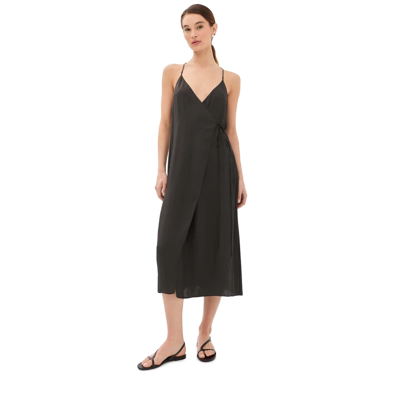 Tibi Summer Slip Wrap Dress Chocolate Brown 8