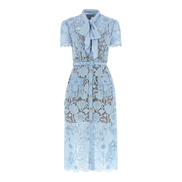 Self Portrait Robe Au Genou - Bleu Clair (PF26111M)