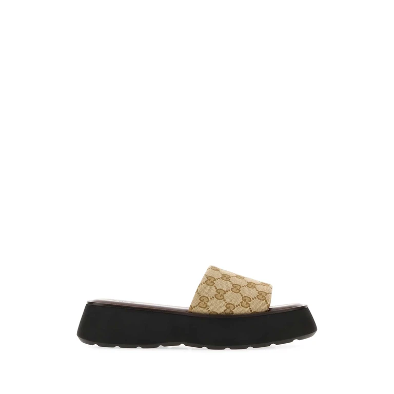 Gucci Gg Canvas Slippers Vintagesand - Women