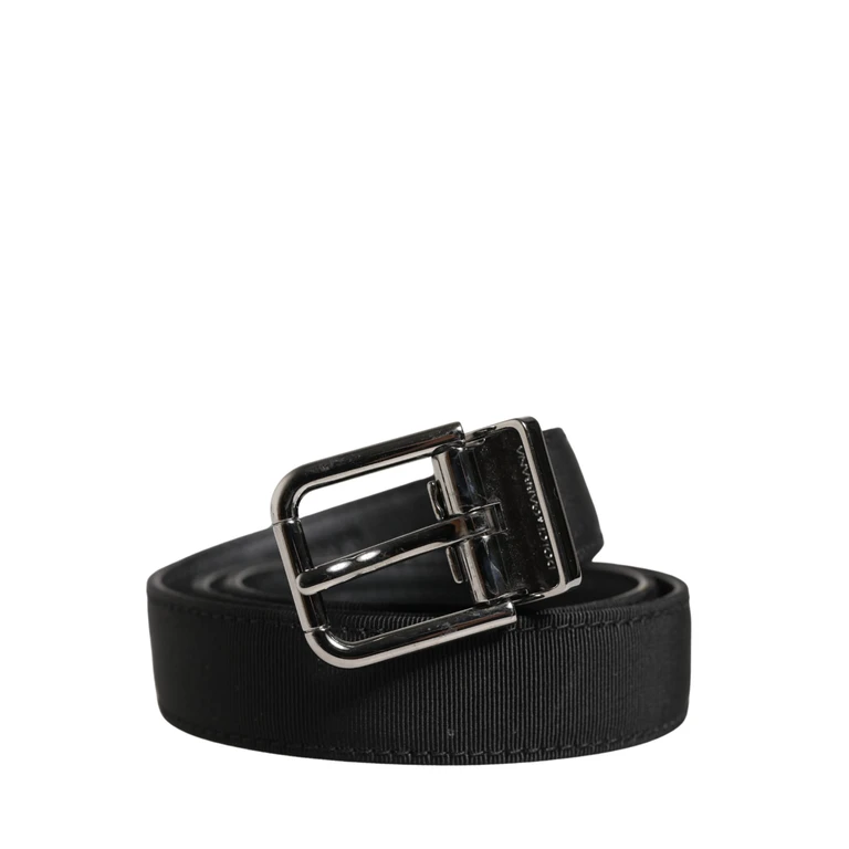 Dolce & Gabbana Men Black Viscose Leather Metal Buckle Belt Calf - Men