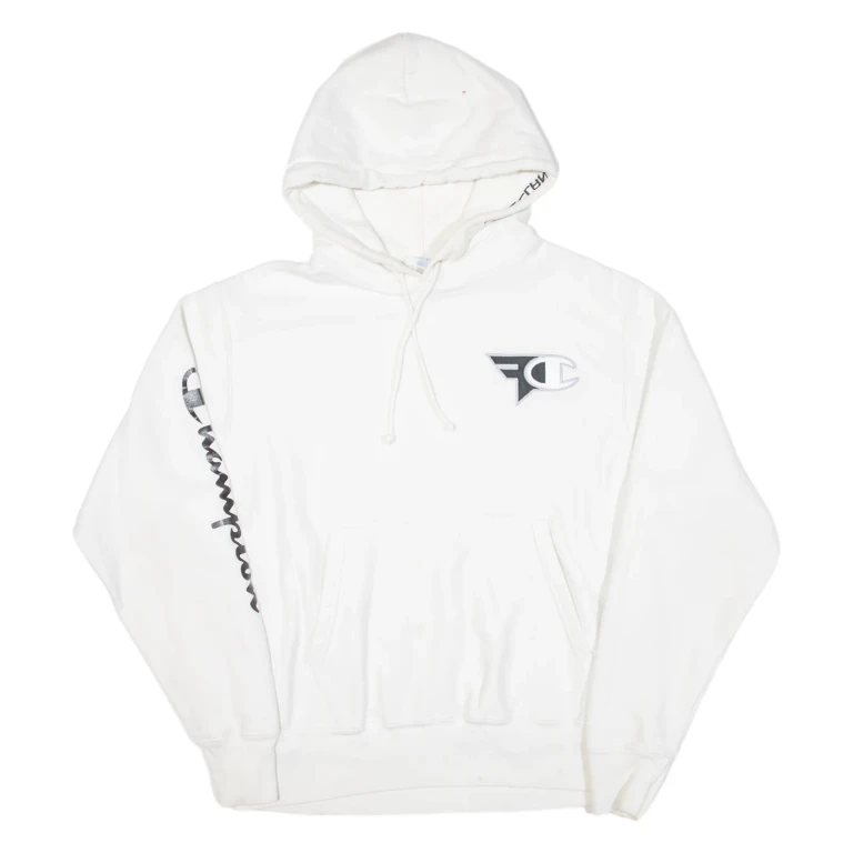 CHAMPION REVERSE WEAVE Mens White Hoodie M
