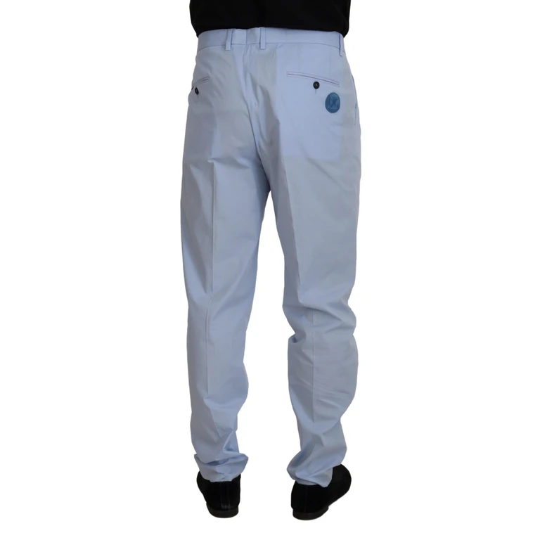 Dolce & Gabbana Blue Cotton Stretch Trousers Chinos Pants - Men
