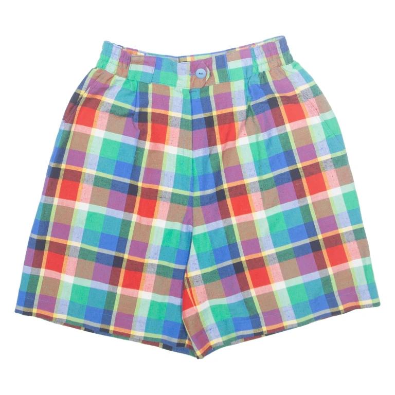 Womens Casual Shorts Green Check XS W26