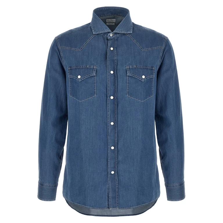Brunello Cucinelli Blue Cotton Blouse - Men