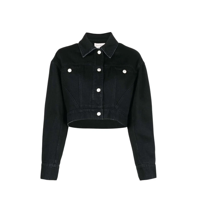 Black Cotton Denim Jacket Clothing - Women