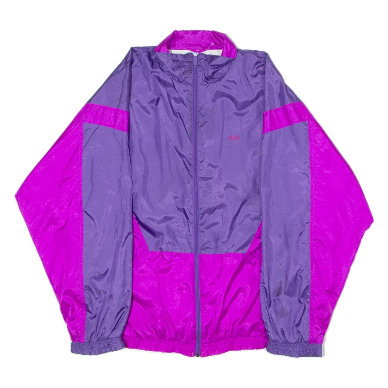 EITREL Time Work Mens Shell Jacket Purple Nylon 90s Colourblock XL
