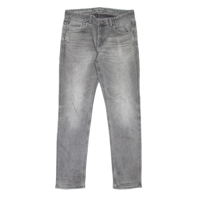 PME LEGEND Nightflight Mens Jeans Grey Regular Straight Stone Wash W32 L32