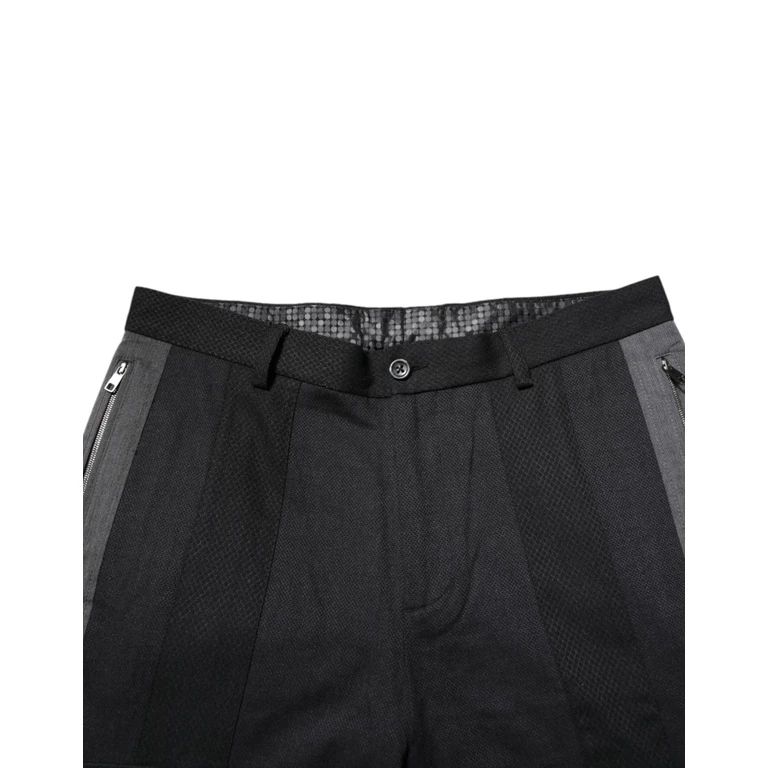 Dolce & Gabbana Black Gray Cotton Dress Formal Trouser Pants And Wool Silk Elastane - Men
