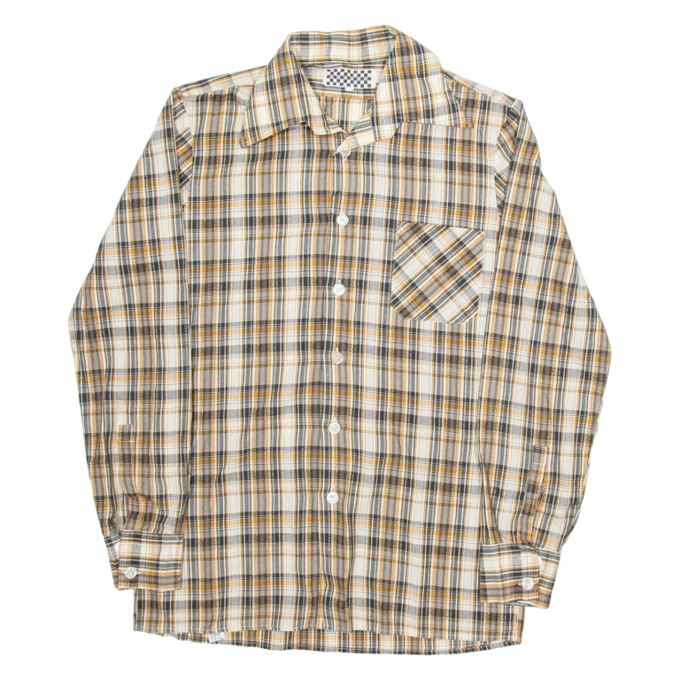 RACING Mens Shirt Orange Check Long Sleeve M