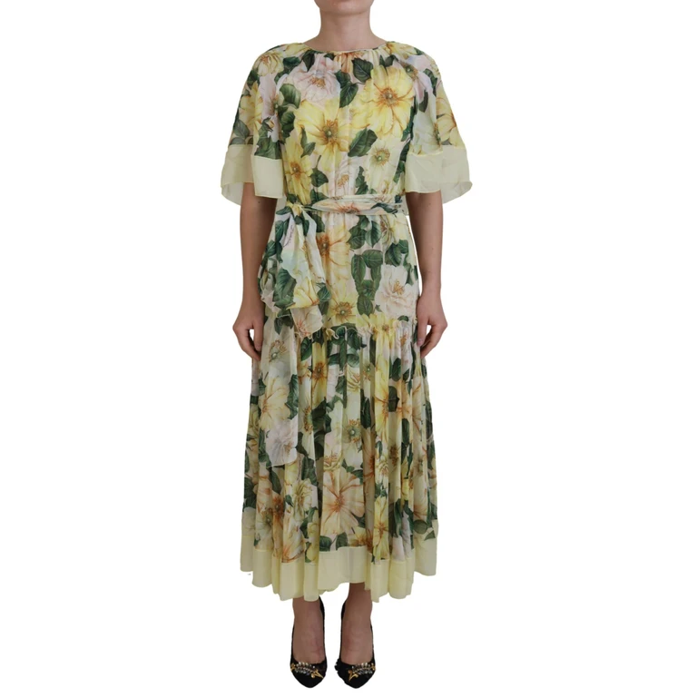 Dolce & Gabbana Multicolor Silk Floral Print Long Maxi Dress - Women