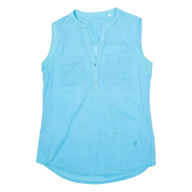 Womens Vest Blue V-Neck Sleeveless M