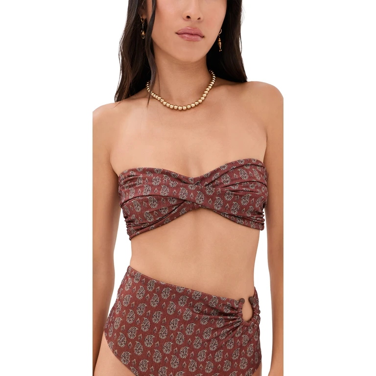 Johanna Ortiz Shimmering Sea Sprite Bikini Top Light Ochre XS