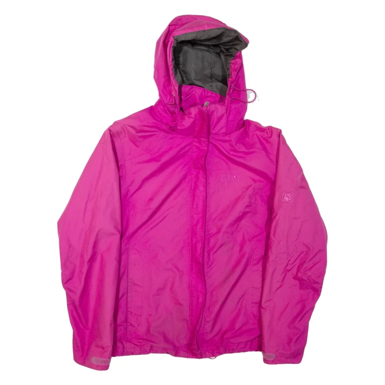 JACK WOLFSKIN Womens Rain Jacket Pink Hooded UK 16