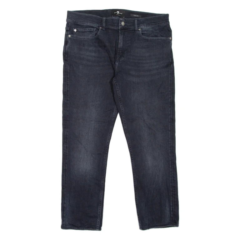 7 FOR ALL MANKIND Paxtyn Mens Jeans Black Regular Tapered Stone Wash W32 L26