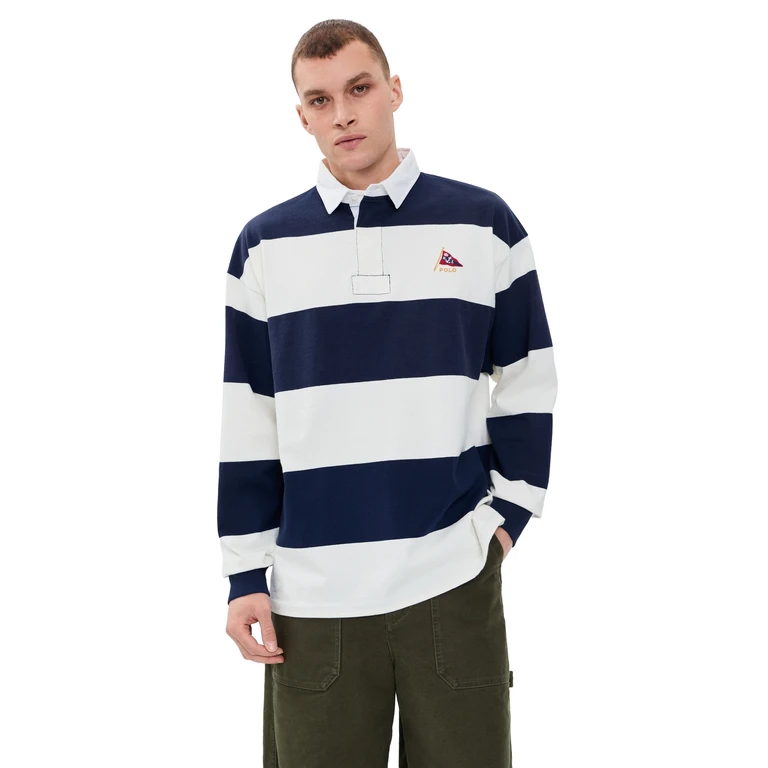 Polo Ralph Lauren Original Label Rugby Polo Shirt Newport Navy/Deckwash White XL