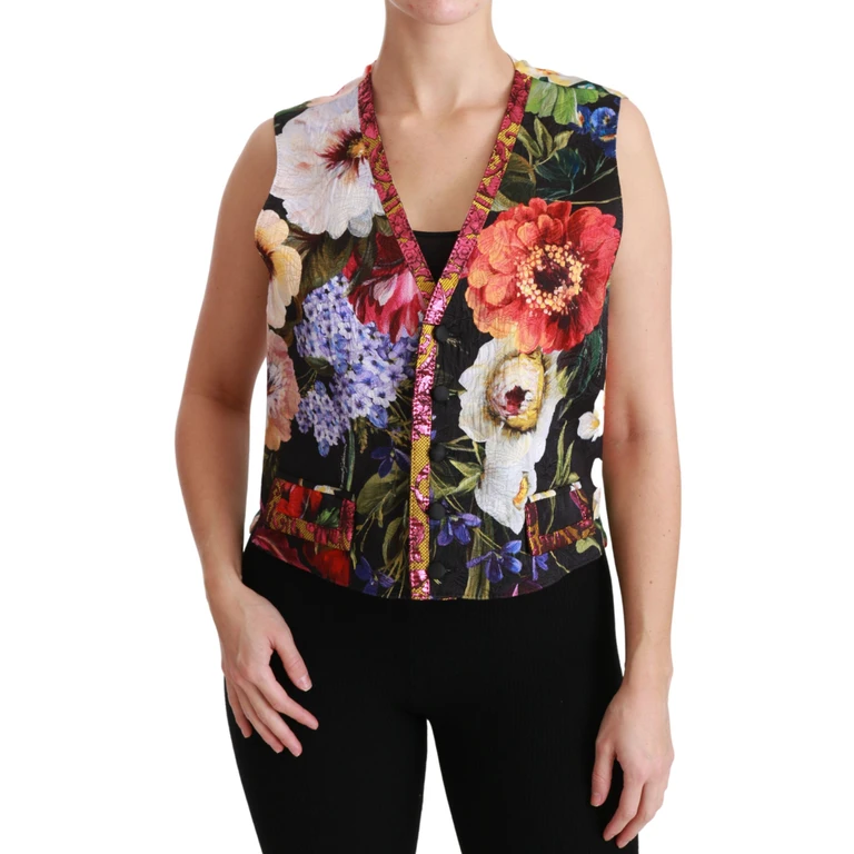 Dolce & Gabbana Multicolor Floral Sleeveless Waistcoat Top Vest - Women