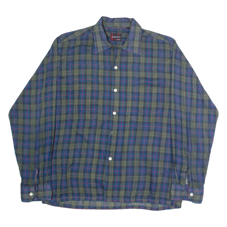 AIRMAN Mens Shirt Blue Check Long Sleeve M