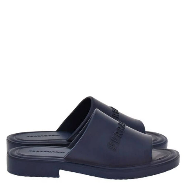 Ferragamo Giuneva Logo Embossed Slides, Size 9