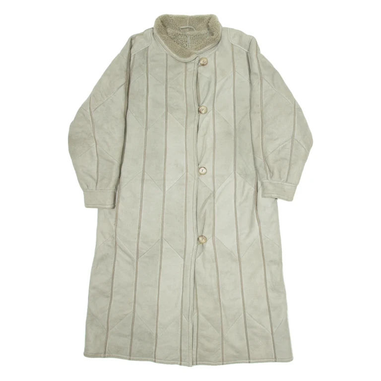 Womens Trench Jacket Grey Leather M