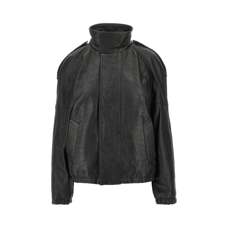 Padded leather oversized jacket Woman 34