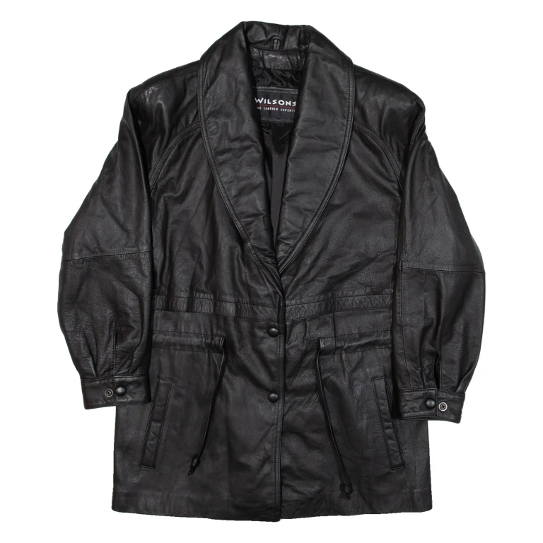 WILSONS Womens Coat Black Leather S