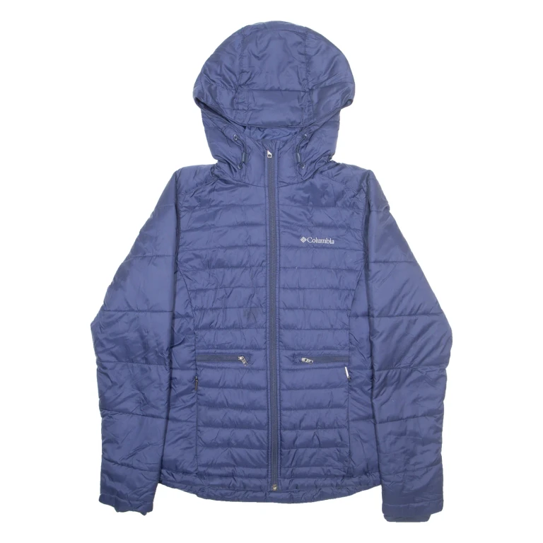 COLUMBIA Womens Puffer Coat Blue Nylon Hooded XS