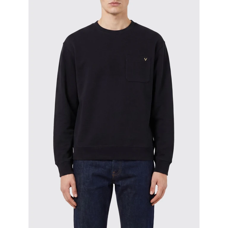 Crewneck Cotton Sweatshirt with VLogo Signature Detail (MF28RBHH0NO)