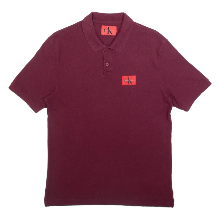 CALVIN KLEIN JEANS Mens Polo Shirt Red M