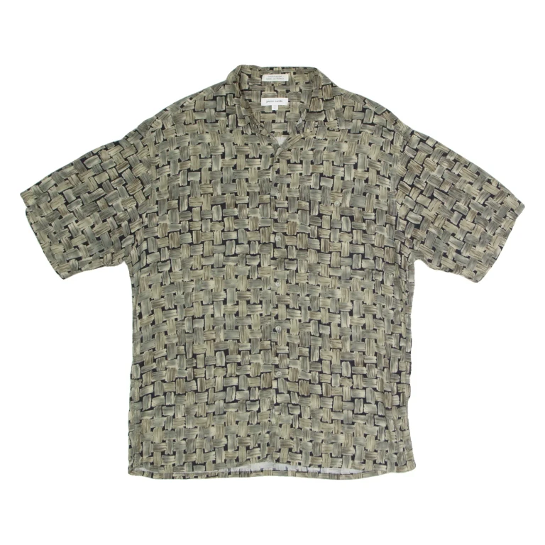 PIERRE CARDIN Mens Shirt Green Crazy Pattern L